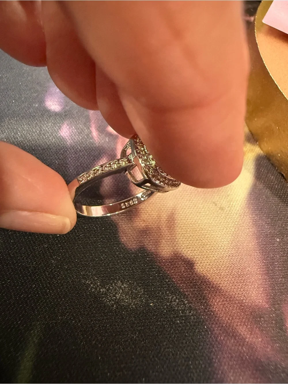 Sterling Silver Cushion Halo Engagement Ring in White Moissanite